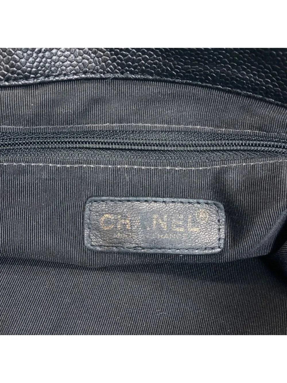 Chanel CC Logo Gold Tote Grained Calfskin